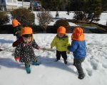 雪の中を歩いたよ